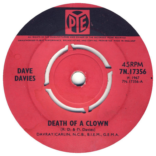 Dave Davies : Death Of A Clown (7", Single)