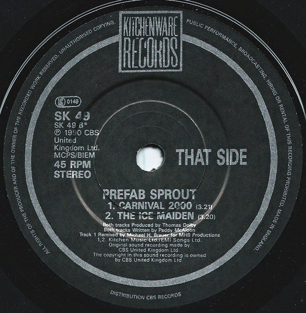 Prefab Sprout : Jordan: The EP (7", EP)