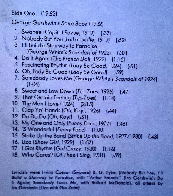 George Gershwin - William Bolcom : Piano Music By George Gershwin (LP, Album)