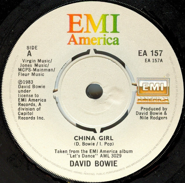 David Bowie : China Girl (7", Single, Pus)