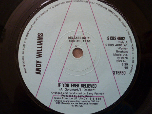 Andy Williams : If You Ever Believed (7", Single, Promo)