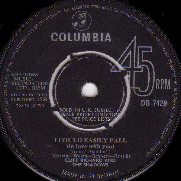 Cliff Richard & The Shadows : I Could Easily Fall (In Love With You) (7", Single)