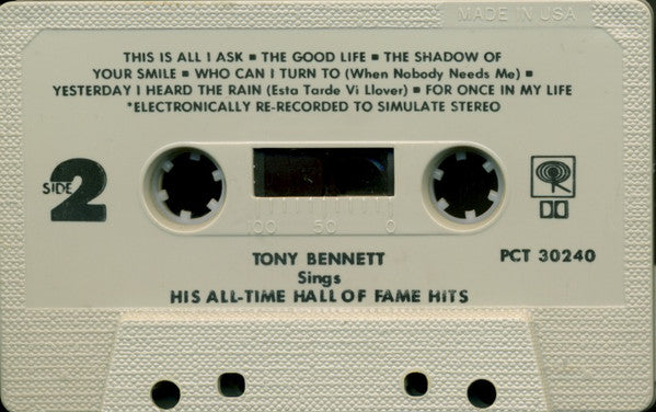 Tony Bennett : Sings His All-Time Hall Of Fame Hits (Cass, Comp)