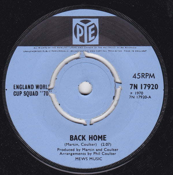 The England World Cup Squad : Back Home (7", Single, Pus)