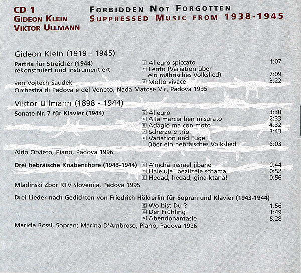 Gideon Klein, Viktor Ullmann, Pavel Haas, Hans Krása, Karl Amadeus Hartmann : Forbidden, Not Forgotten (Suppressed Music From 1938-1945) (3xCD, Comp, RE + Box)