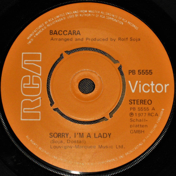 Baccara : Sorry, I'm A Lady (7", Single)
