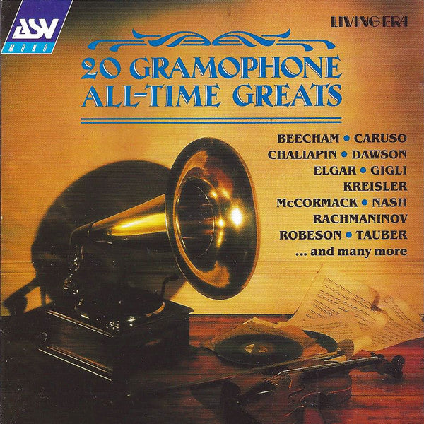 Various : 20 Gramophone All Time Greats - Original Mono Recordings From 1907 - 1935 (CD, Comp, Mono)