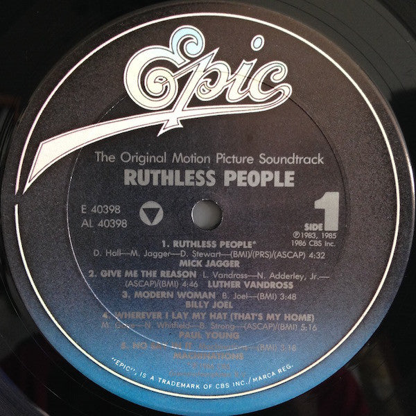 Various : Ruthless People (The Original Motion Picture Soundtrack) (LP, Comp, Pit)
