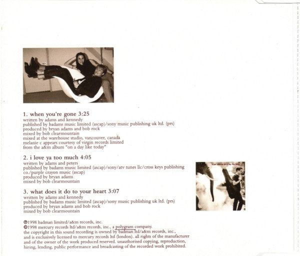 Bryan Adams Featuring Melanie C.* : When You're Gone (CD, Single, CD2)