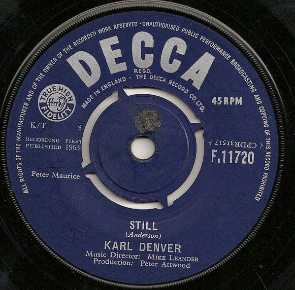 Karl Denver : Still  (7", Single)