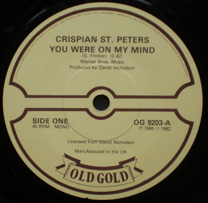 Crispian St. Peters : You Were On My Mind / Pied Piper (7")