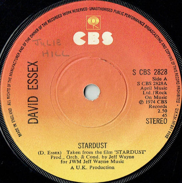 David Essex : Stardust (7", Single, Sol)