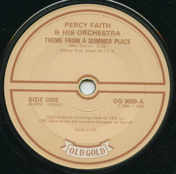 Percy Faith & His Orchestra / Bill Pursell : Theme From A Summer Place / Our Winter Love (7", Single, Mono)