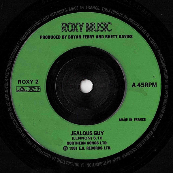 Roxy Music : Jealous Guy (7", Single, Sol)