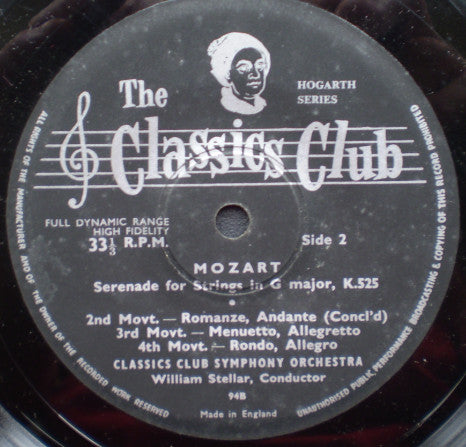 Wolfgang Amadeus Mozart ,Mozart Classics Club Symphony Orchestra ,Conducted By William Stellar : Serenade For Strings In G Major. K.525. (7", EP, Hog)