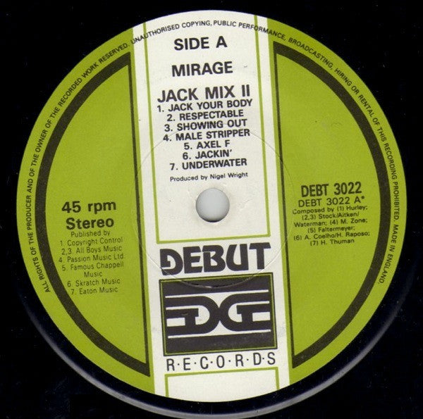Mirage (12) : Jack Mix II (7", Single, P/Mixed, Dam)