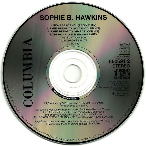 Sophie B. Hawkins : Right Beside You (CD, Single)
