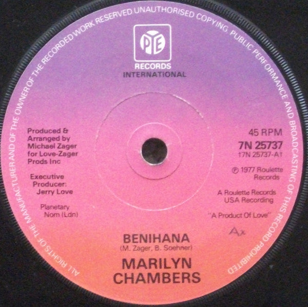 Marilyn Chambers : Benihana (7", Single, Sol)