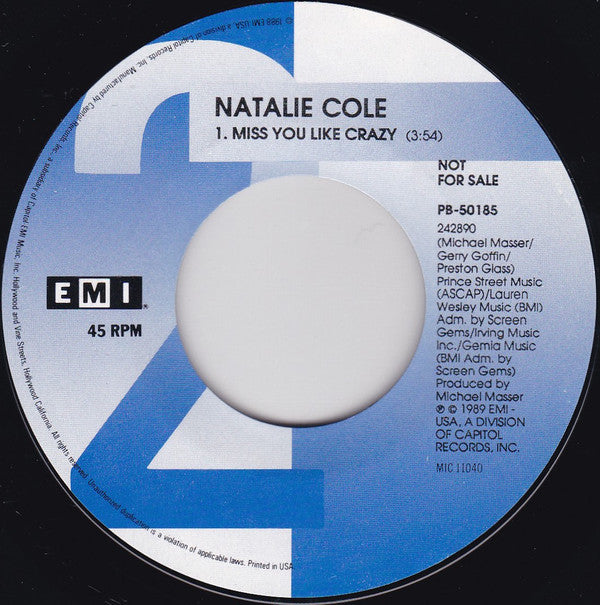 Natalie Cole : Miss You Like Crazy (7", Single, Promo)