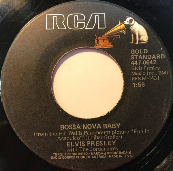 Elvis Presley With The Jordanaires : Bossa Nova Baby (7", Single, RE)