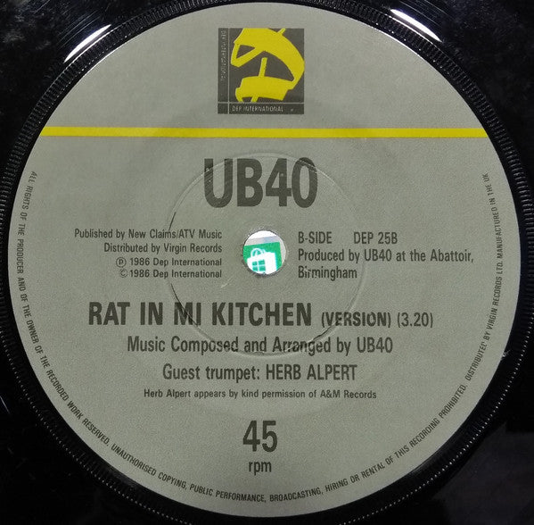 UB40 : Rat In Mi Kitchen (7", Single)