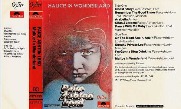 Paice Ashton & Lord : Malice In Wonderland (Cass, Album)