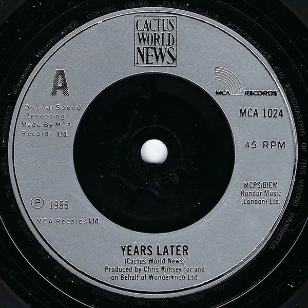 Cactus World News : Years Later (7", Single)