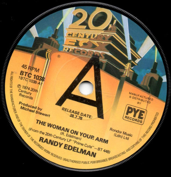 Randy Edelman : The Woman On Your Arm (7", Single, Promo)
