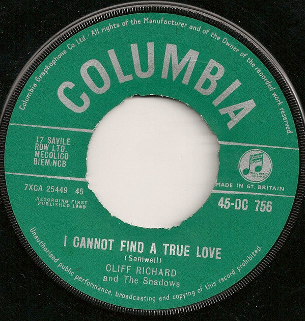 Cliff Richard & The Shadows : I Cannot Find A True Love (7", Single, 4-P)