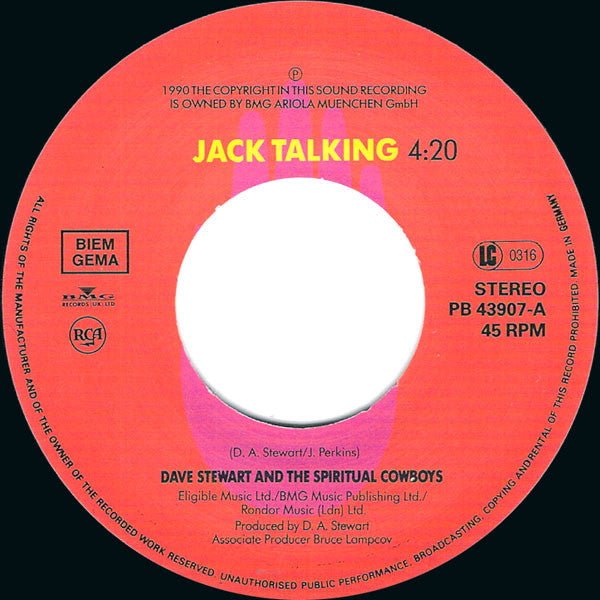 Dave Stewart And The Spiritual Cowboys : Jack Talking (7", Single)
