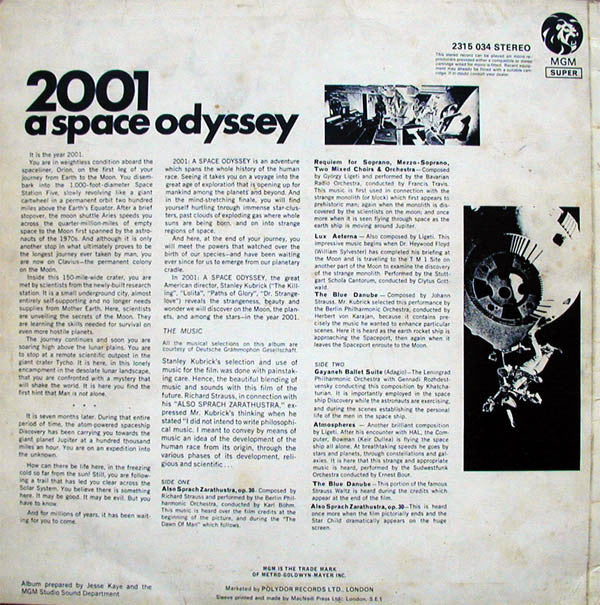 Various : 2001 - A Space Odyssey (Music From The Motion Picture Soundtrack) (LP, Album, RE)