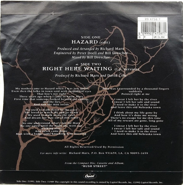 Richard Marx : Hazard (7", Single)
