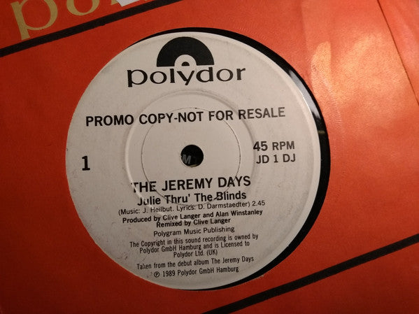 The Jeremy Days : Julie Thru The Blinds (7", Single, Promo)