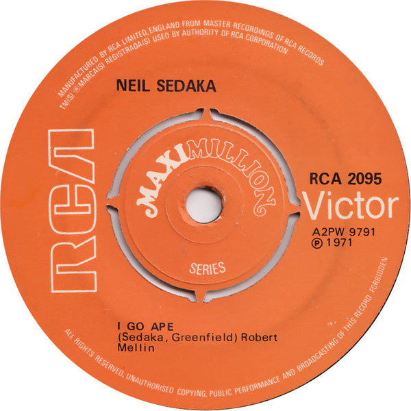 Neil Sedaka : I Go Ape (7", Maxi, Pus)