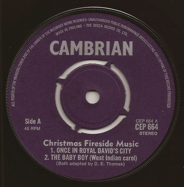The Llanelli Male Choir : Christmas Fireside Music (7", EP)