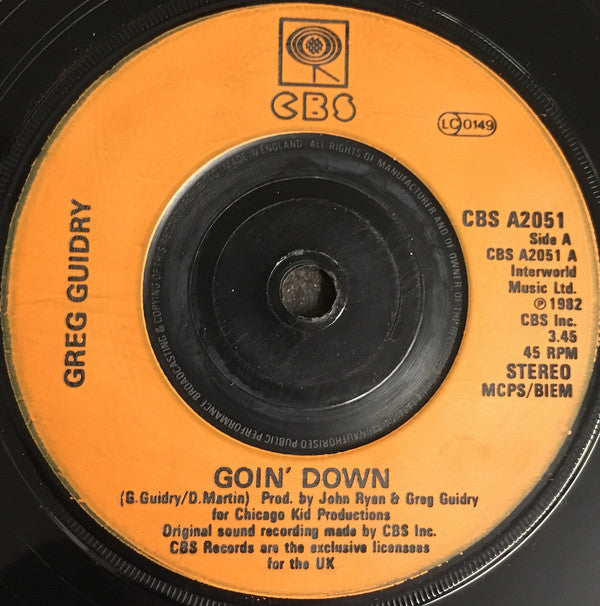 Greg Guidry : Goin' Down (7")
