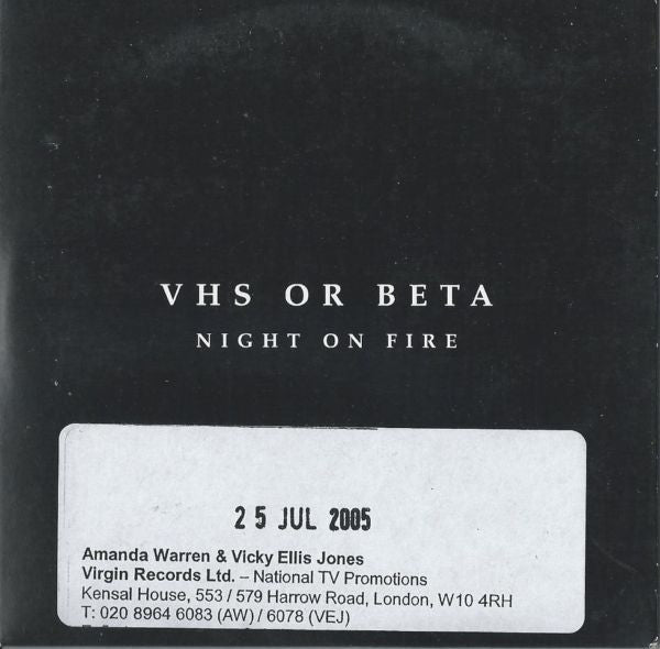 VHS Or Beta : Night On Fire (CD, Single, Promo)