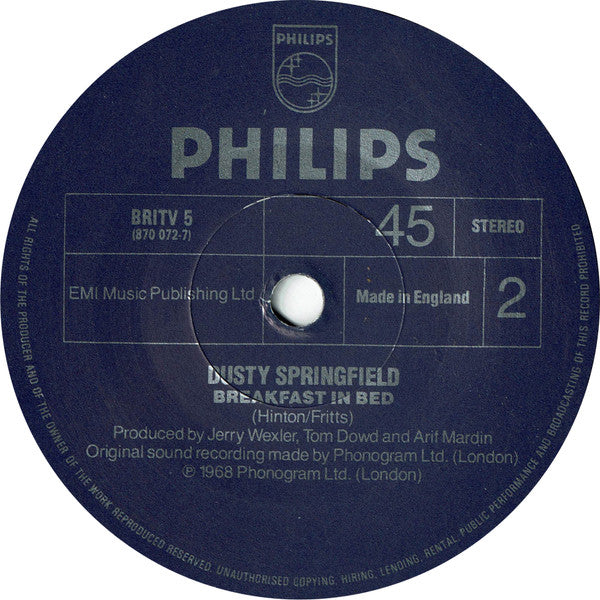 Dusty Springfield : I Only Want To Be With You (7", Single, Blu)