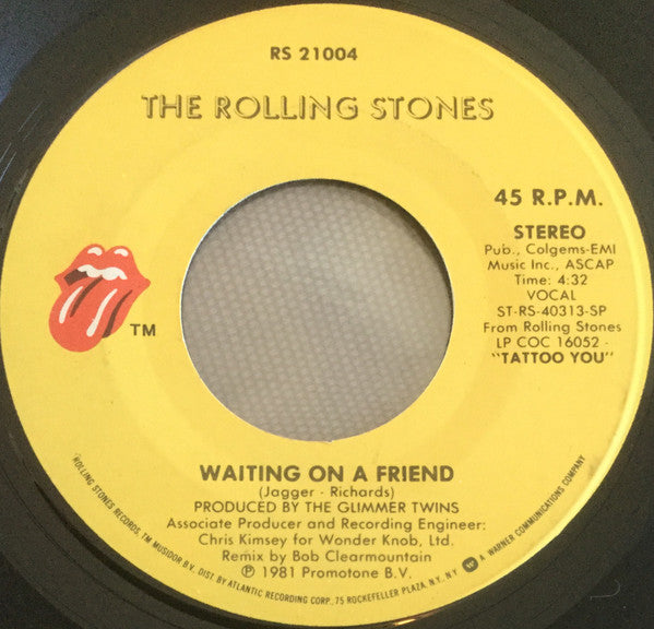 The Rolling Stones : Waiting On A Friend (7", Single, Spe)