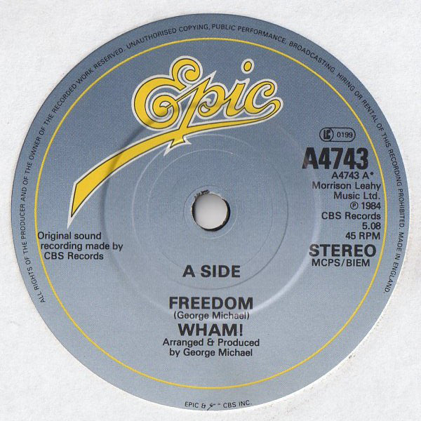 Wham! : Freedom (7", Single, Pap)