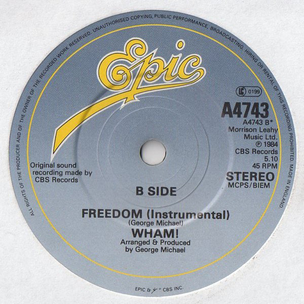 Wham! : Freedom (7", Single, Pap)