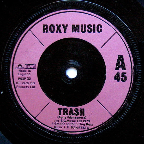 Roxy Music : Trash (7", Single, Mau)