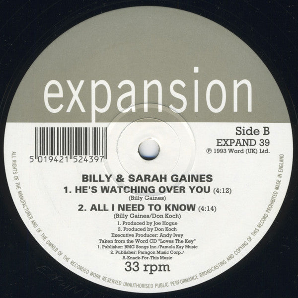 Billy And Sarah Gaines : Love's The Key (12")