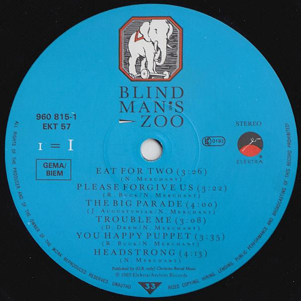 10,000 Maniacs : Blind Man's Zoo (LP, Album)