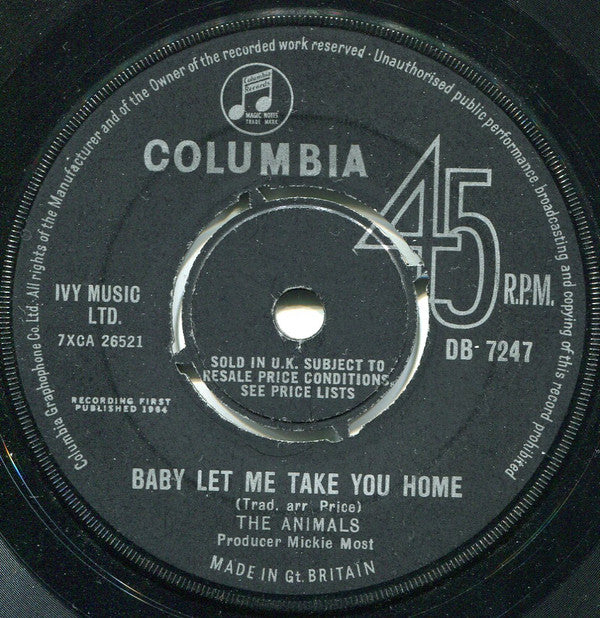 The Animals : Baby Let Me Take You Home (7", Single)