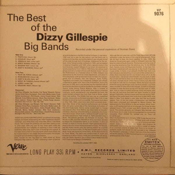 Dizzy Gillespie : The Best Of The Dizzy Gillespie Big Bands (LP, Album, Comp, Mono)