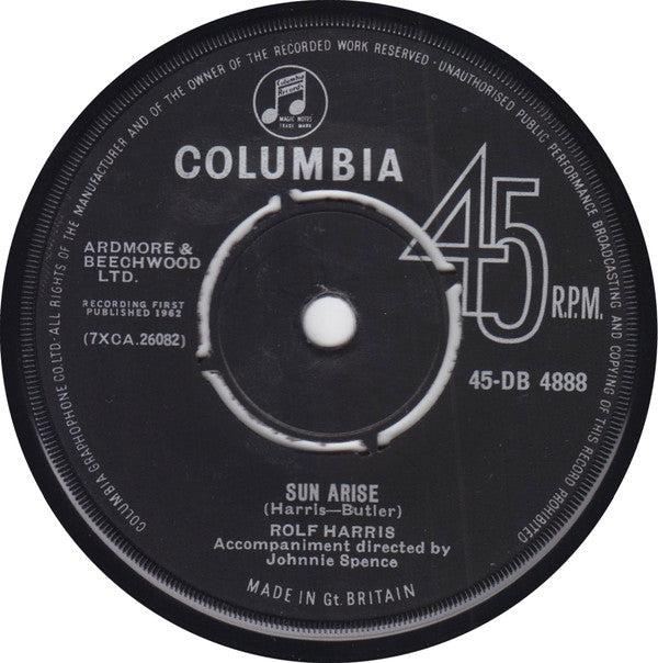 Rolf Harris : Sun Arise (7", Single, RE, Bla)