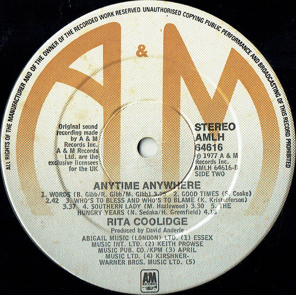 Rita Coolidge : Anytime... Anywhere (LP, Album)