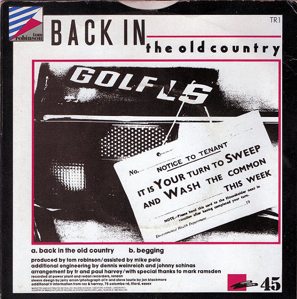 Tom Robinson : Back In The Old Country (7", Single)