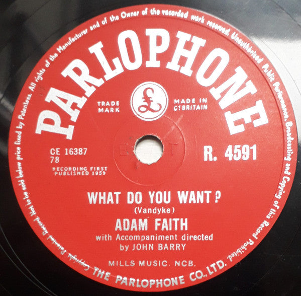 Adam Faith : What Do You Want? / From Now Until Forever (Shellac, 10")